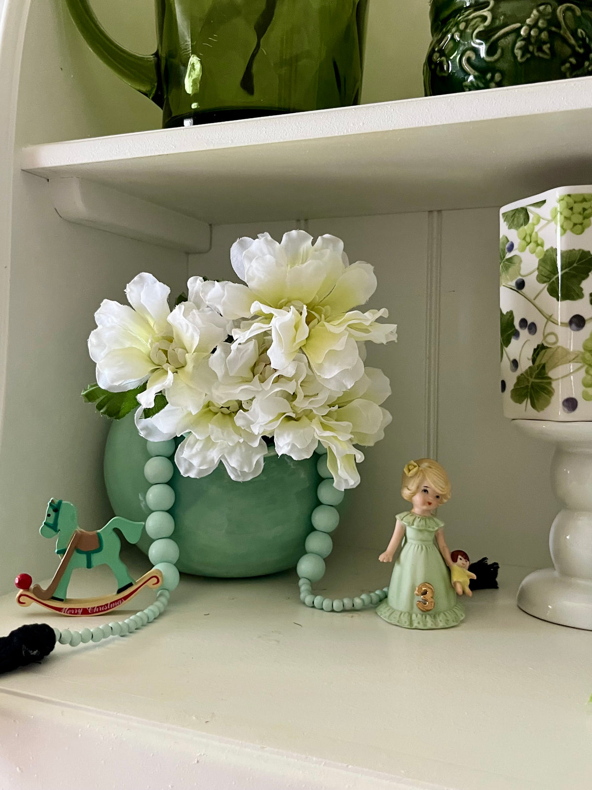 Vintage Style Chat Seafoam Green Side-Opening Ceramic Vase Pottery Pot – Sculptural Tilted Vase – 6”