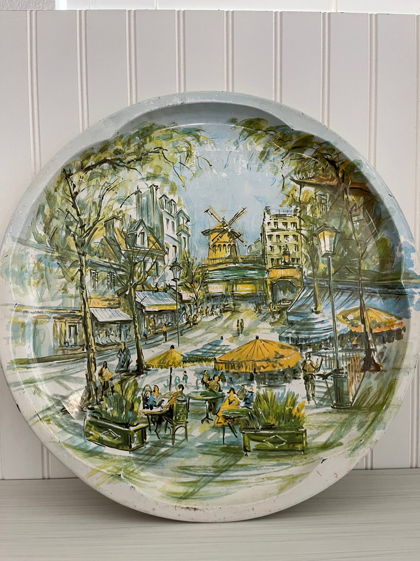 Vintage 1971 Daher Decorated Ware Tin Tray - 16” -European Street Scene