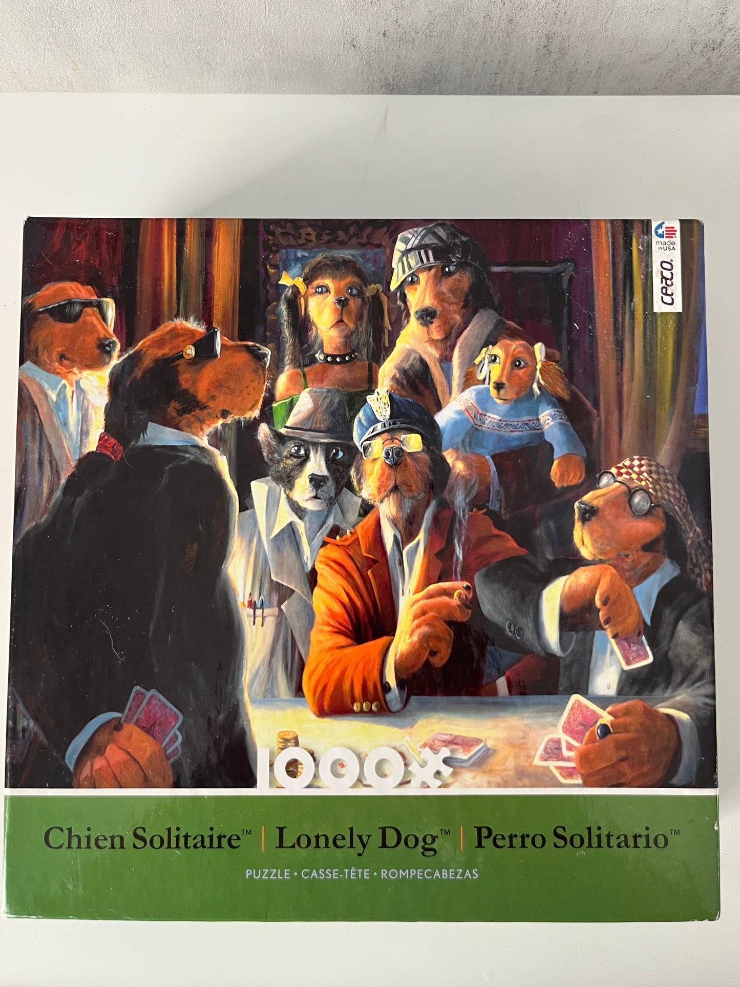 2010s Ceaco “Lonely Dog” Poker Dogs Art Puzzle – 1000 Piece – Nostalgic Retro-Style Animal Humor Jigsaw