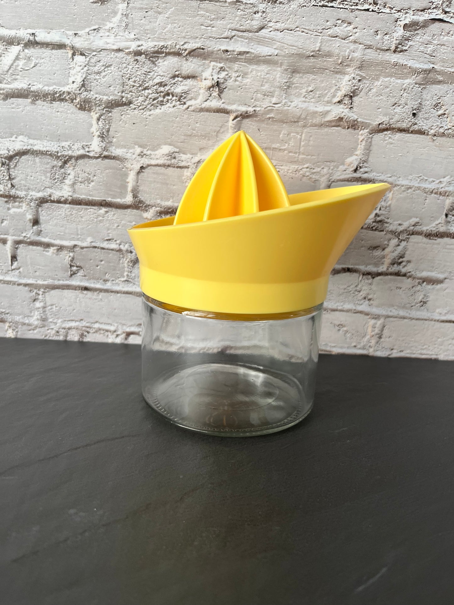 Vintage Style Goodcook Yellow Citrus Juicer with Glass Jar | Retro Lemon Reamer | Kitchen Juicer Press | Mid-Century Inspired Kitchenware