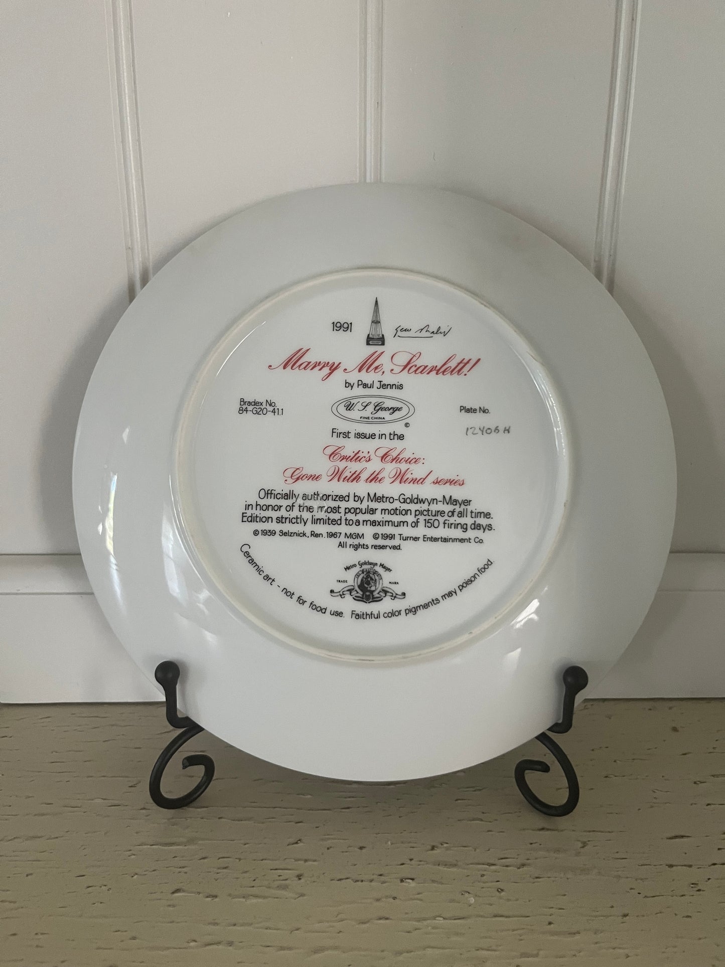 Vintage limited-edition collector plate titled “Marry Me, Scarlett!” Paul Jennis, 1991