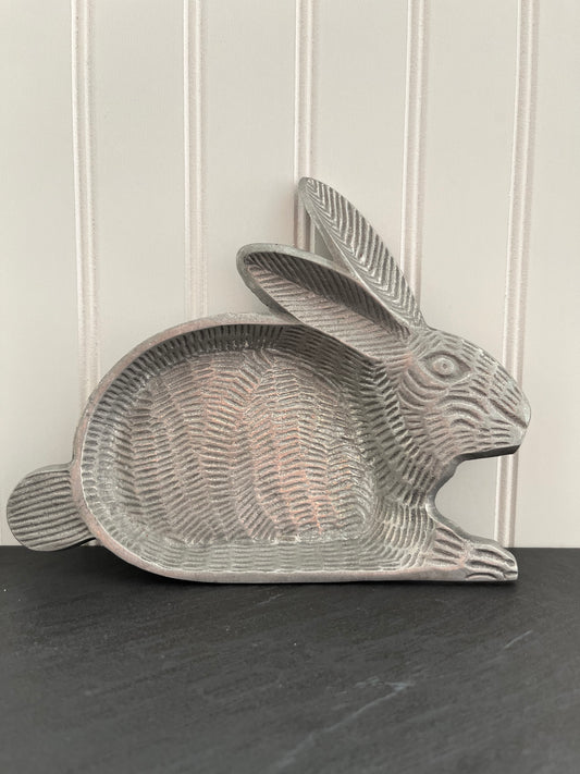 Vintage Aluminum Style Bunny Rabbit Trinket Dish -