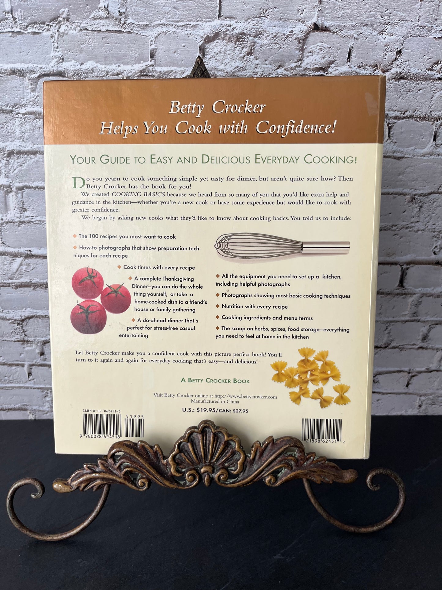 Vintage 1998 Betty Crocker Cooking Basics Hardcover Spiral Bound Cookbook