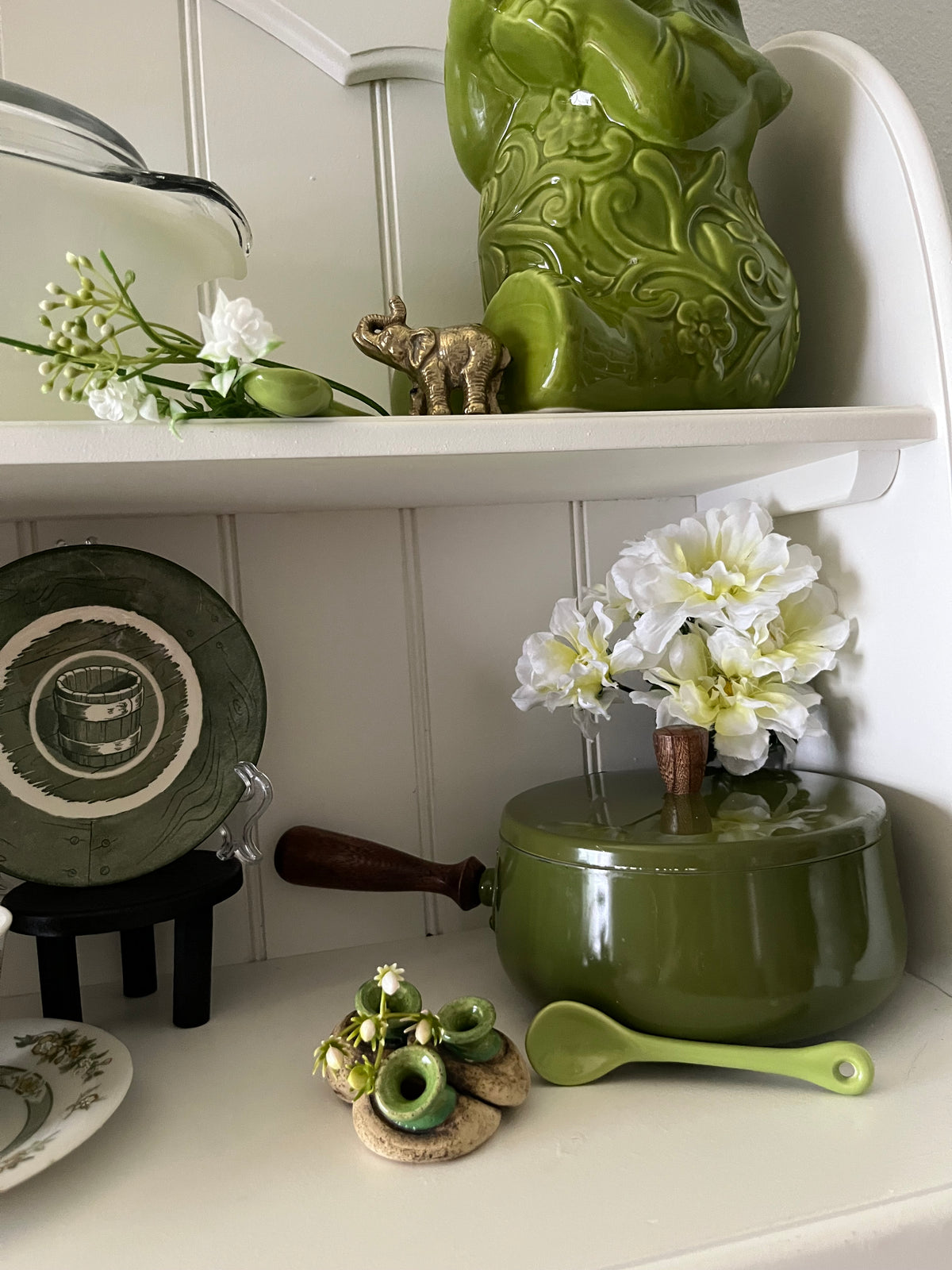 Creamy White Ceramic Demitasse Spoon with Hanging Hole | Vintage-Style Kitchen Spoon