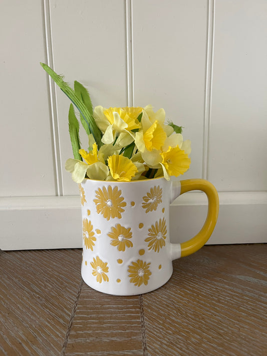 Retro Yellow Daisy Mug by Spectrum Designz | Floral Coffee Cup | Cottagecore Kitchen Decor | Sunshine Kitchen Mug