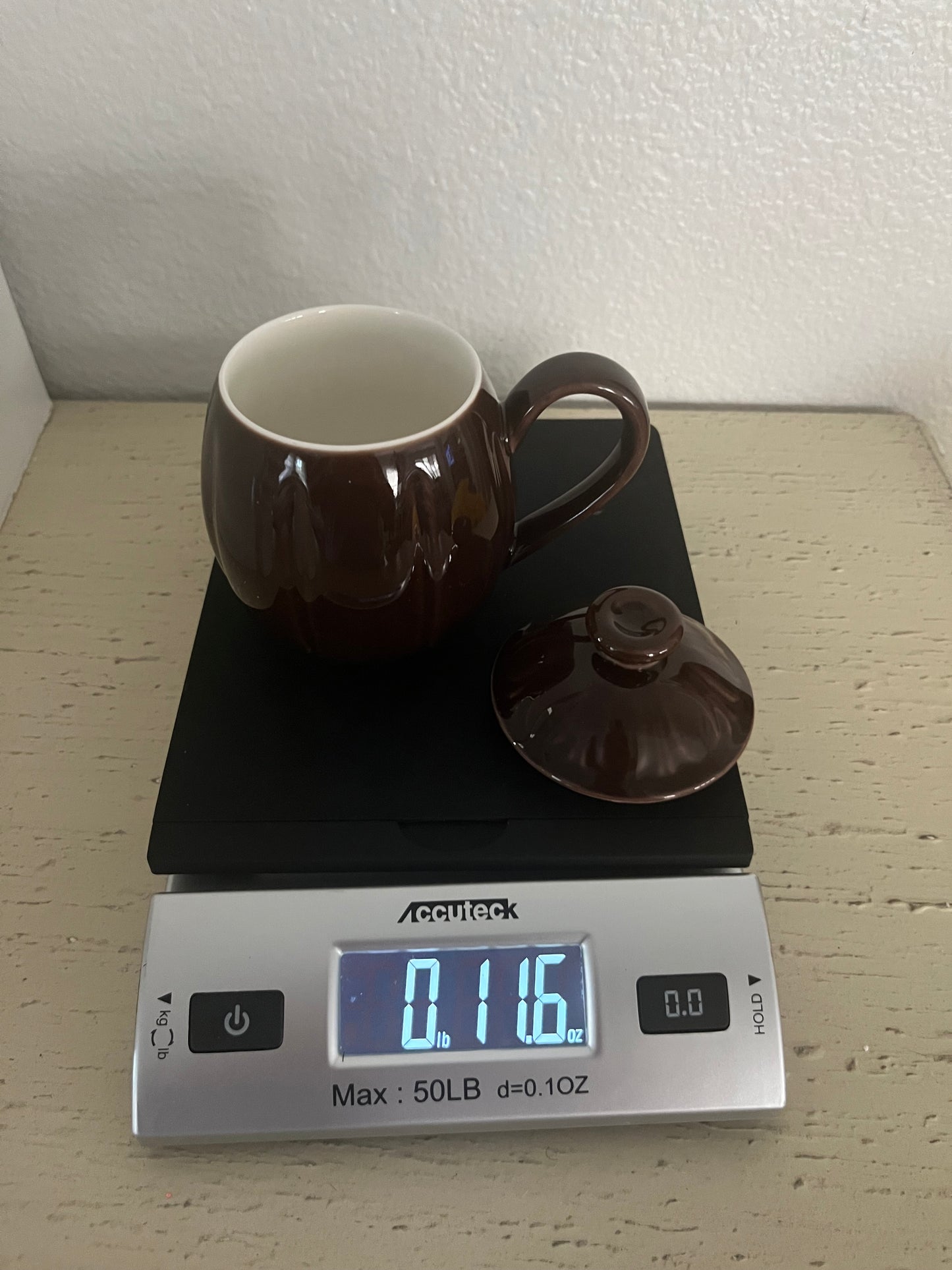 2 Teavana Lidded Porcelain Tea Mugs with One Infuser – Espresso Brown (2000s)