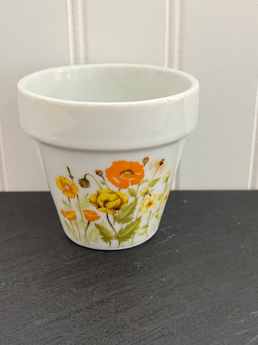 1970’s Otagiri Takahashi Style Small 3” high Porcelain Floral Flower Pot