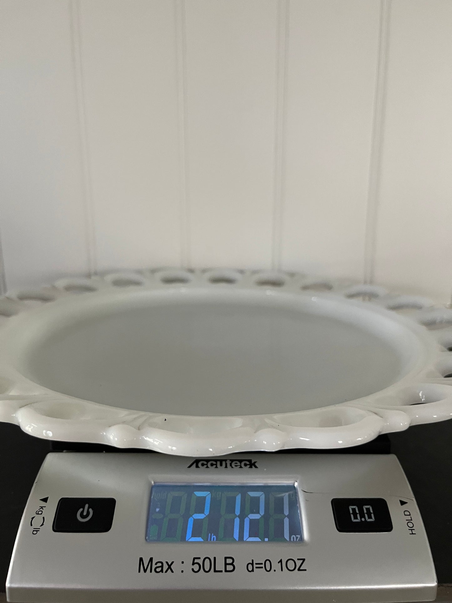 Vintage C. 1970’s Anchor Hocking Old Colony Milk Glass Ribbon Paste  Heart Lace Edge Serving Platter Tray