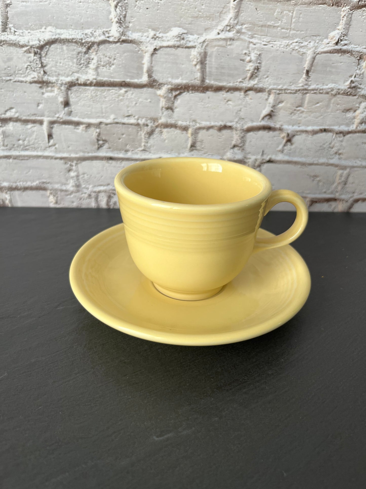 Vintage Fiesta Ware Yellow Cup and Saucer Set – Homer Laughlin Fiestaware Tea Cup Butter Yellow (pre 2002)