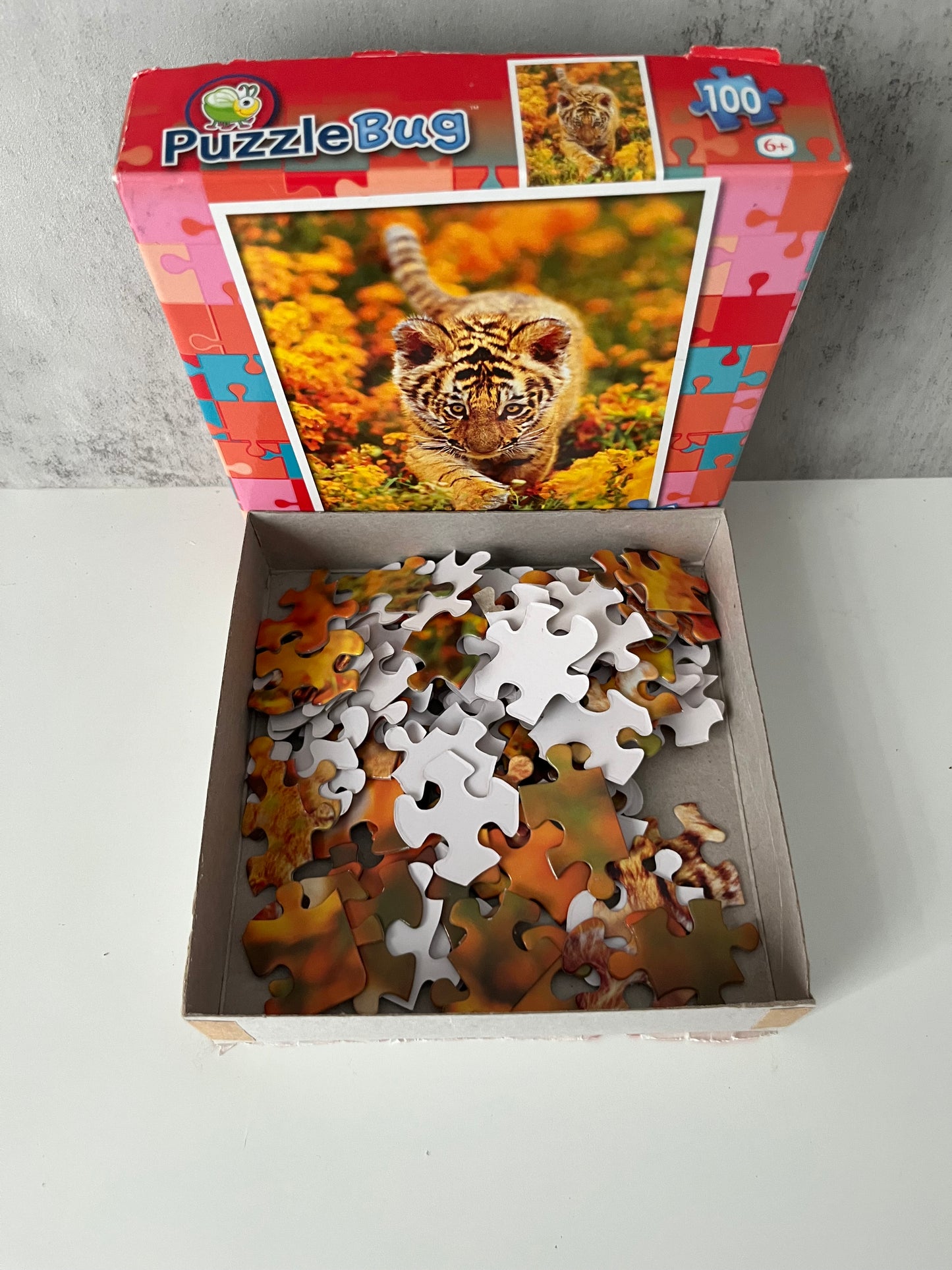 100 Piece 2010s PuzzleBug Tiger Cub Nature Jigsaw Puzzle — Contemporary Wildlife Puzzle (Counted Complete)