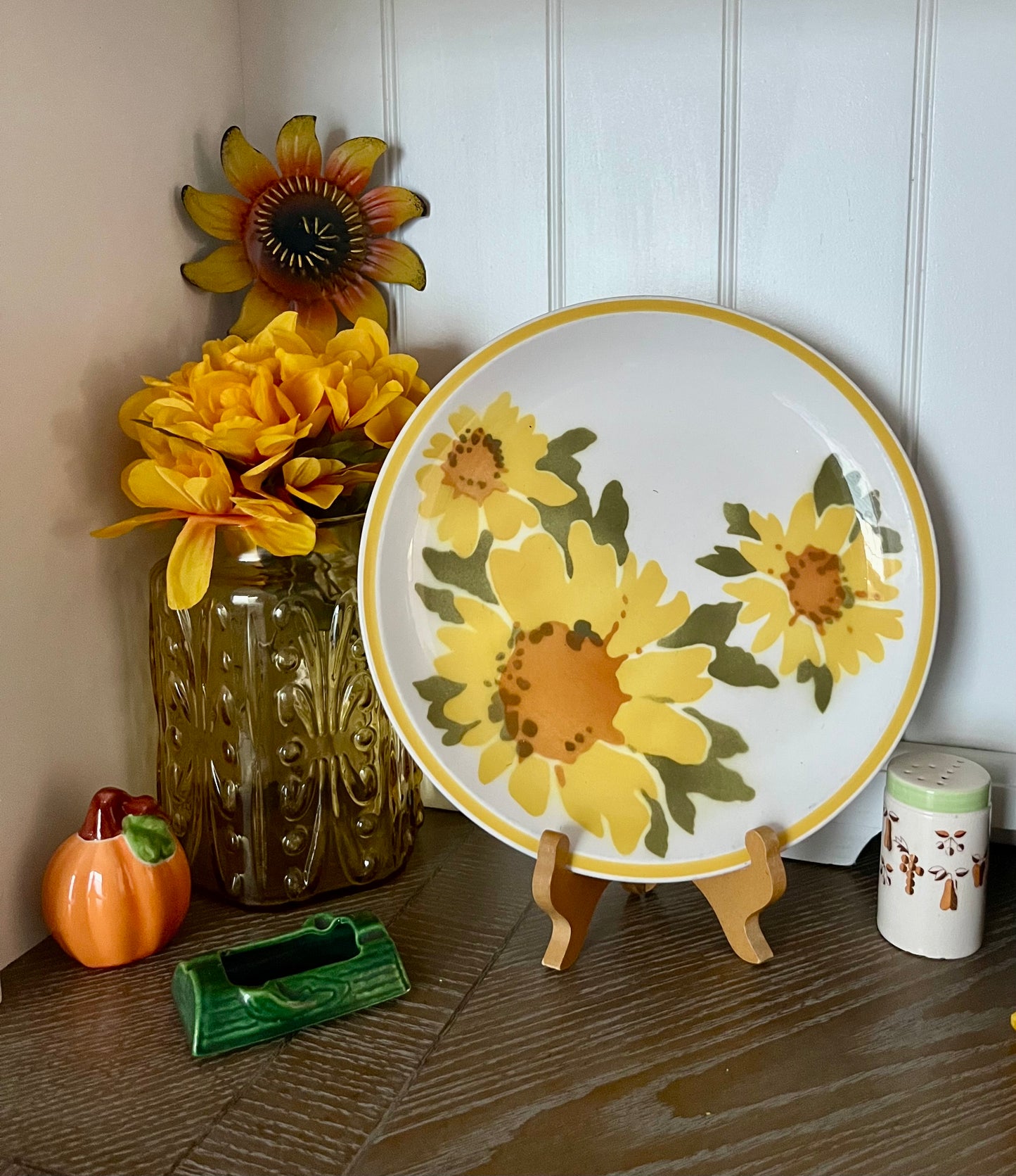 Hand-Painted Metal Sunflower Flower Stake | Rustic Décor | c. 2000s