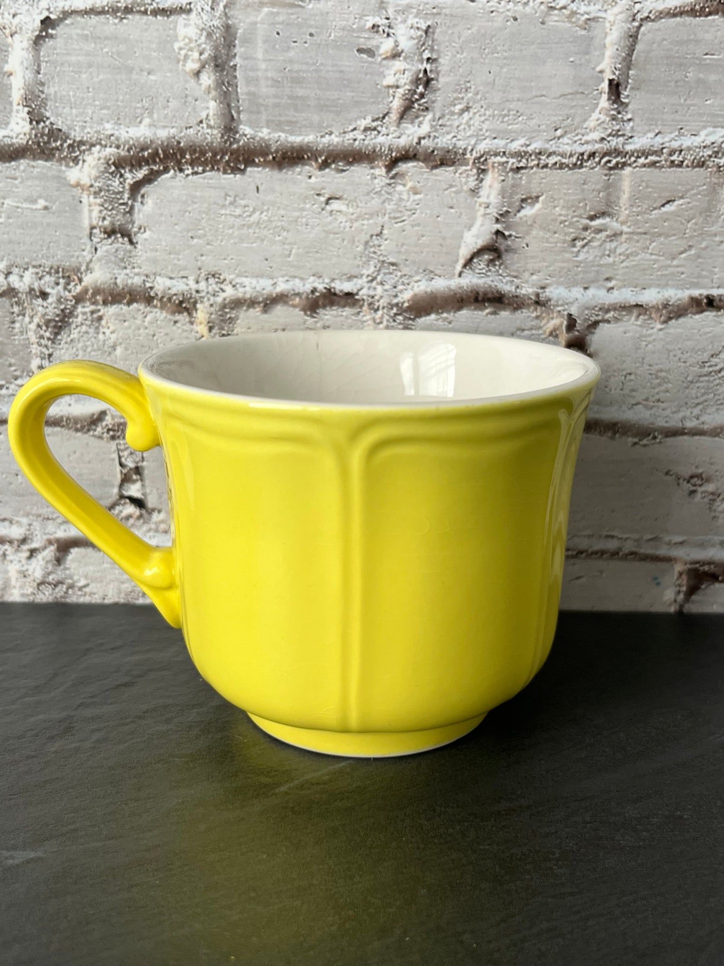 Vintage Sears Federalist Lemon Yellow Flat Cup – Ironstone Coffee Cup Japan 1970s (Pattern 4236)
