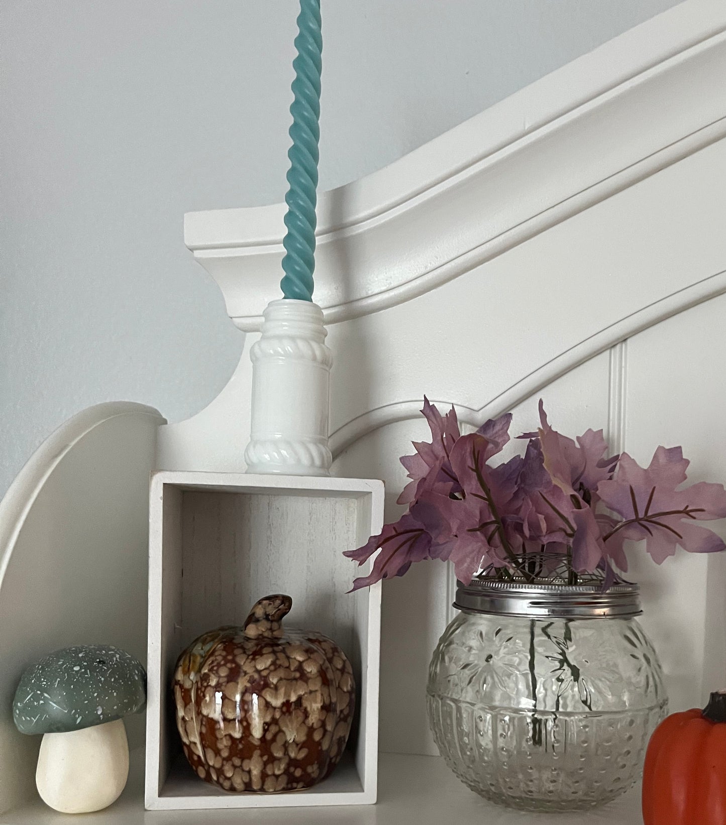 Mid-Century Pressed Glass Jar with Metal Floral Frog Lid – Daisy Relief Design | c. 1950s–60s