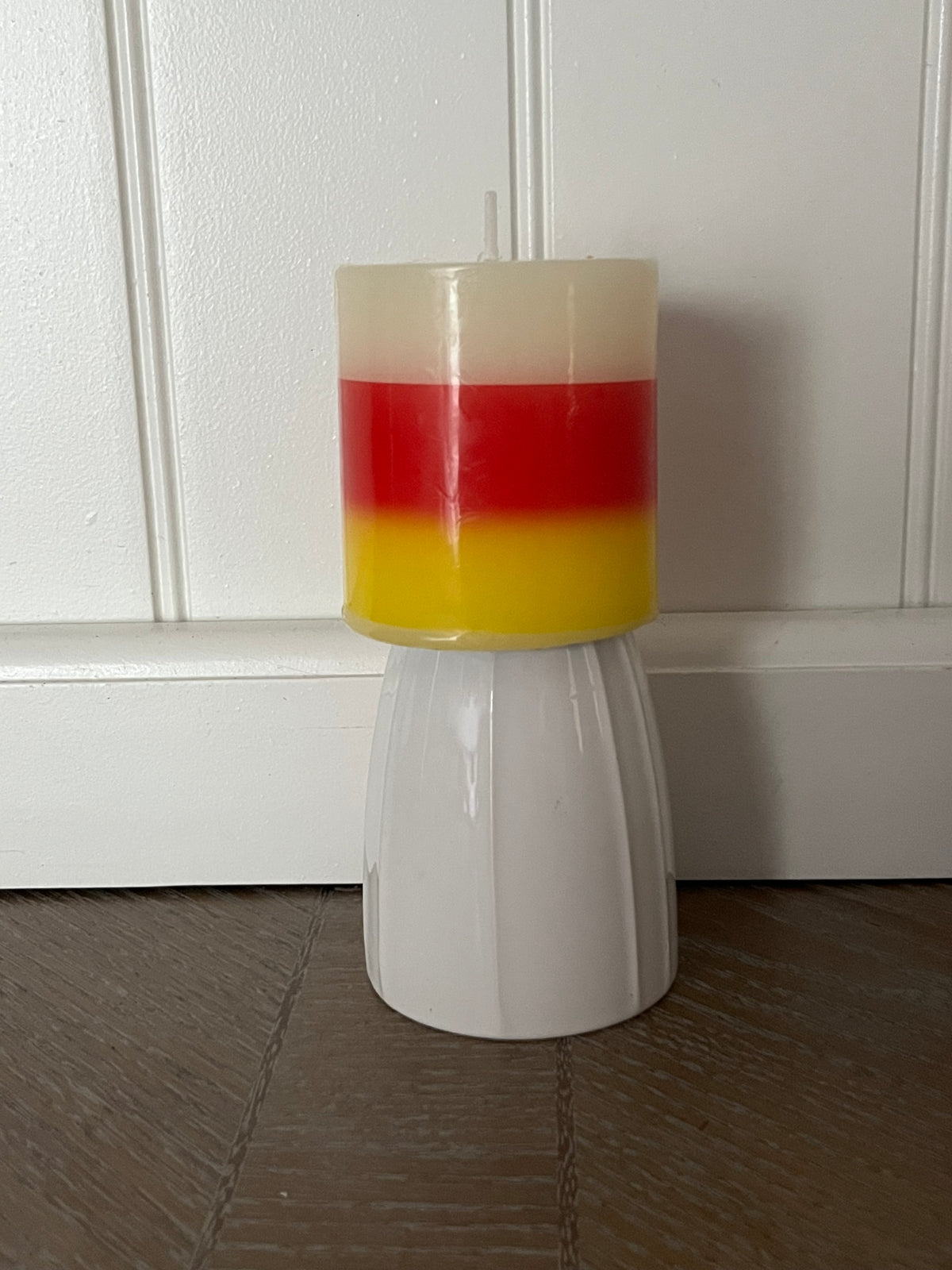 Vintage White Fluted Ceramic  Mini 3”x2 1/2”Ribbed Pottery Vase Vessel – 1960s Modernist Studio Style