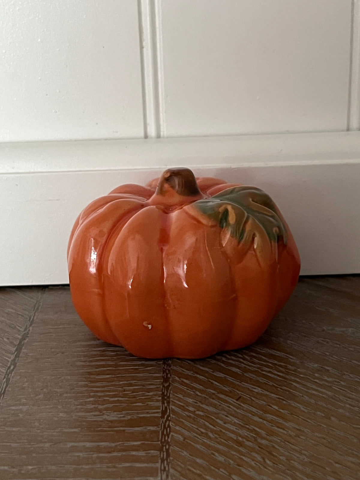 Mini 2” x3” Glazed Orange Ceramic Pumpkin | Curated Shelf, Tiered Tray & Trinket Display Décor
