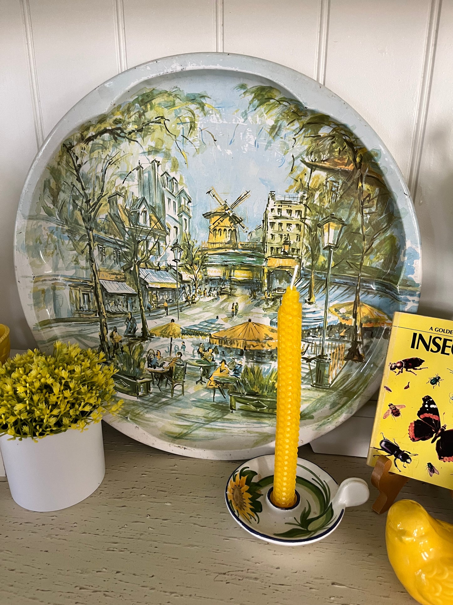 Vintage 1971 Daher Decorated Ware Tin Tray - 16” -European Street Scene