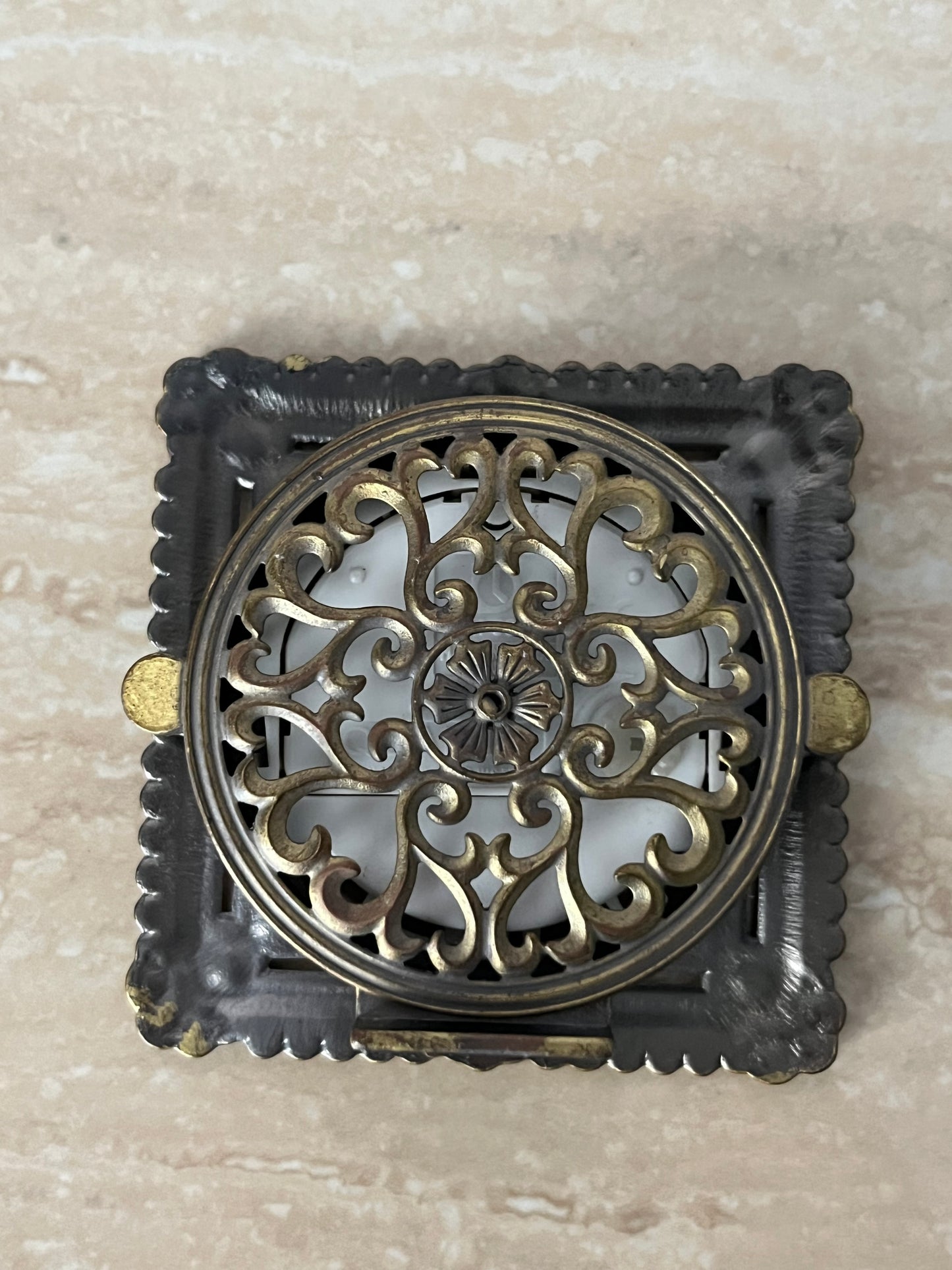 1990s Vintage Art Deco Style Jeweled Vanity Clock – Ornate Rhinestone Desk / Table Clock with Roman Numerals