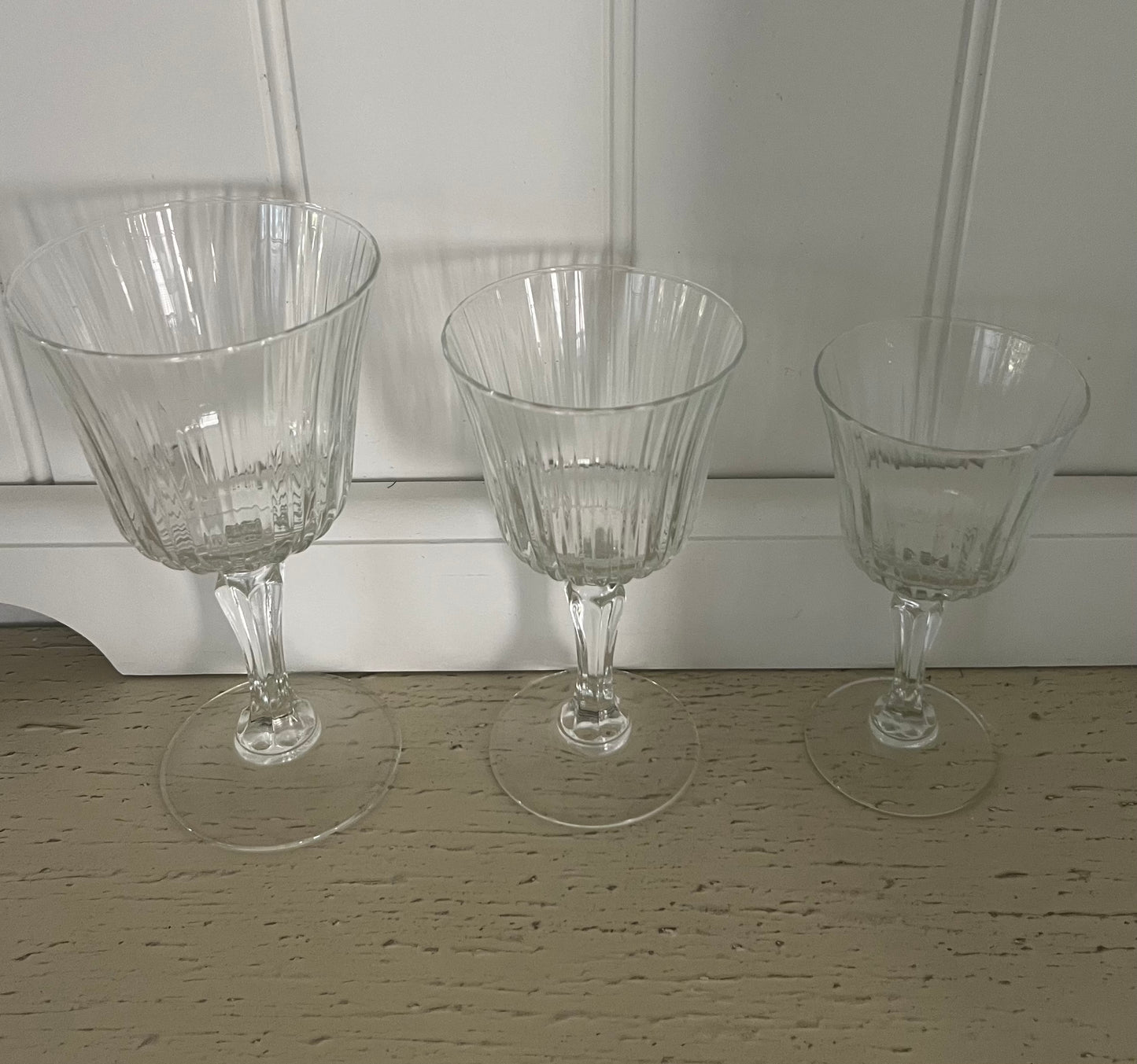 Cristal d’Arques Durand “Meridien” Stemware Trio | French Cordial, Wine & Water Goblet | Pattern CRAMER
