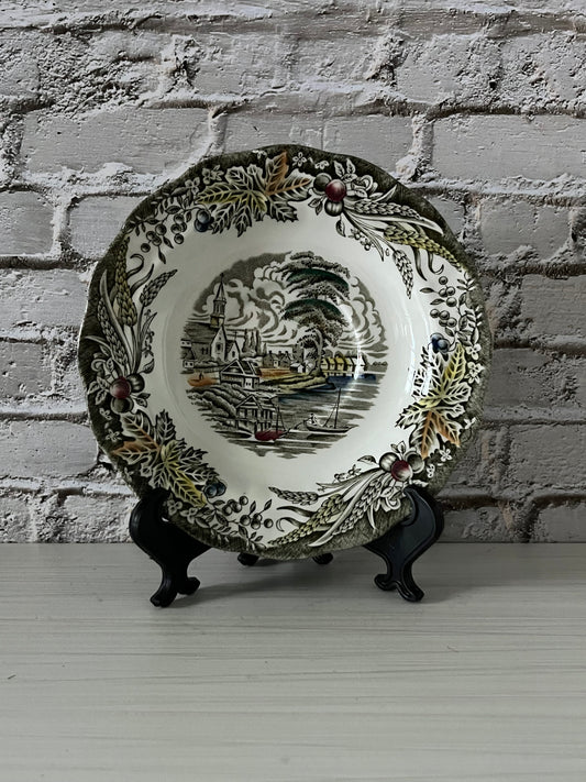 Vintage 1974 Ridgway “Village of Cedars” Heritage Series Plate — Bartlett’s Scenes of Early Canada — Staffordshire England (5.5”)