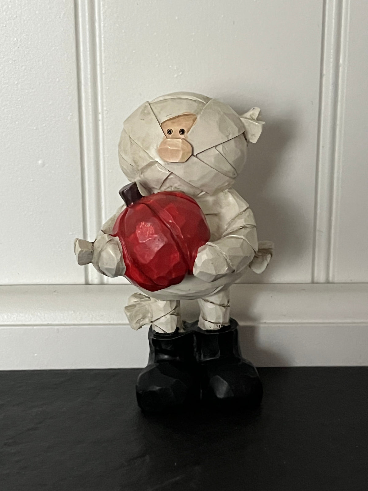 Small Halloween Mummy Holding Pumpkin Figurine | Curated Shelf & Trinket Display Décor