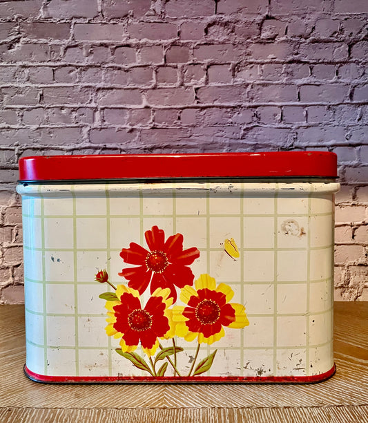 Vintage Nesco Floral Metal Bread Box, Circa 1970s