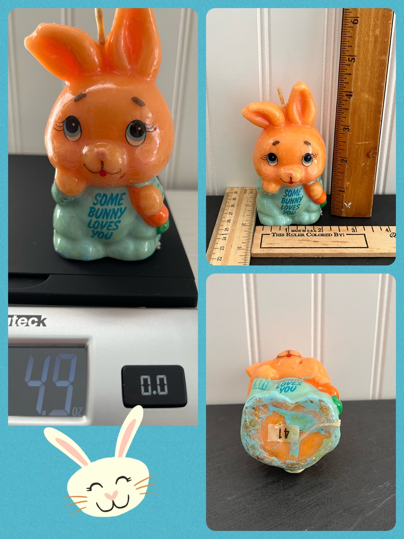 Vintage MCM Russ Berrie Some Bunny Love You Wax Candle Figures