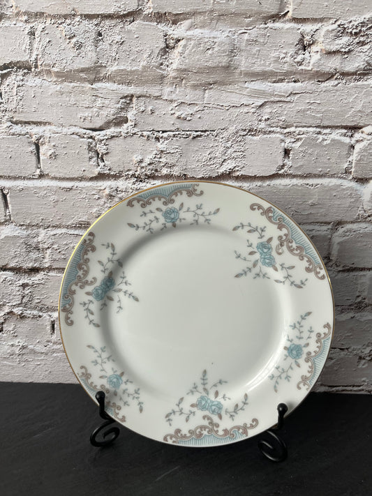 1980s Mikasa “Seville” 5303 Bread & Butter / Dessert Plate – 6.5” Fine China – Blue & Silver Floral – Made in Japan