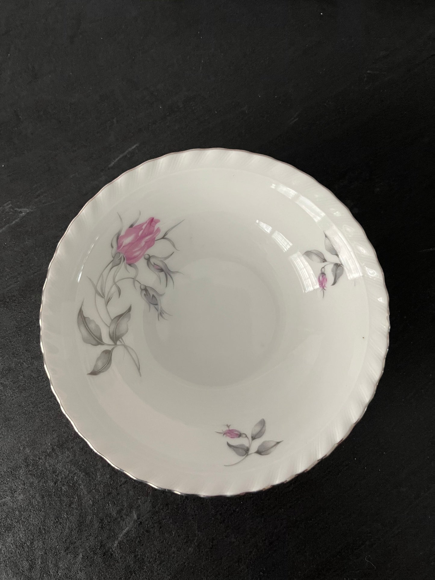 Vintage 1960s Bohemia Ceramic “Theresa” 5” Berry Bowls – Pink Rose Floral – Made in Czechoslovakia – Set of 3