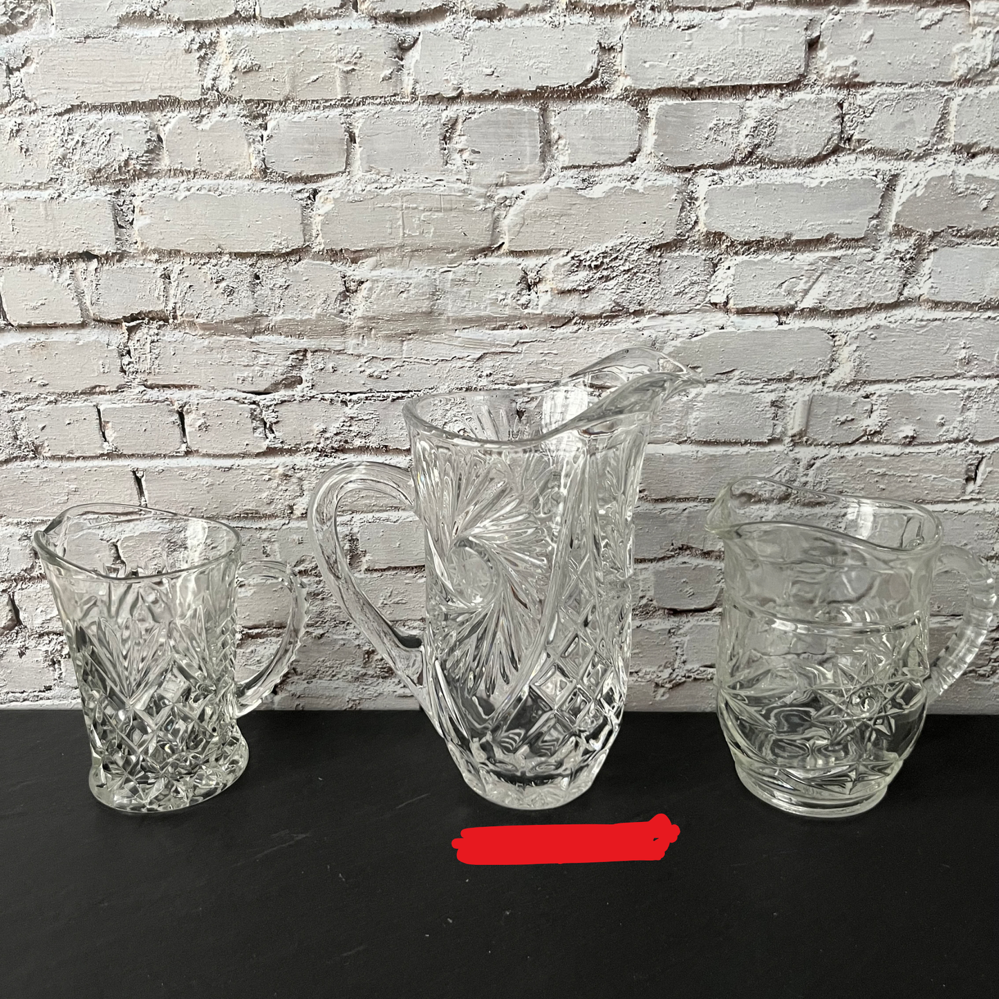 Vintage Cut Crystal Pitcher – Pinwheel Hobstar Brunswick Pattern – 8” Clear Crystal Water or Juice Pitcher – Mid Century Glassware