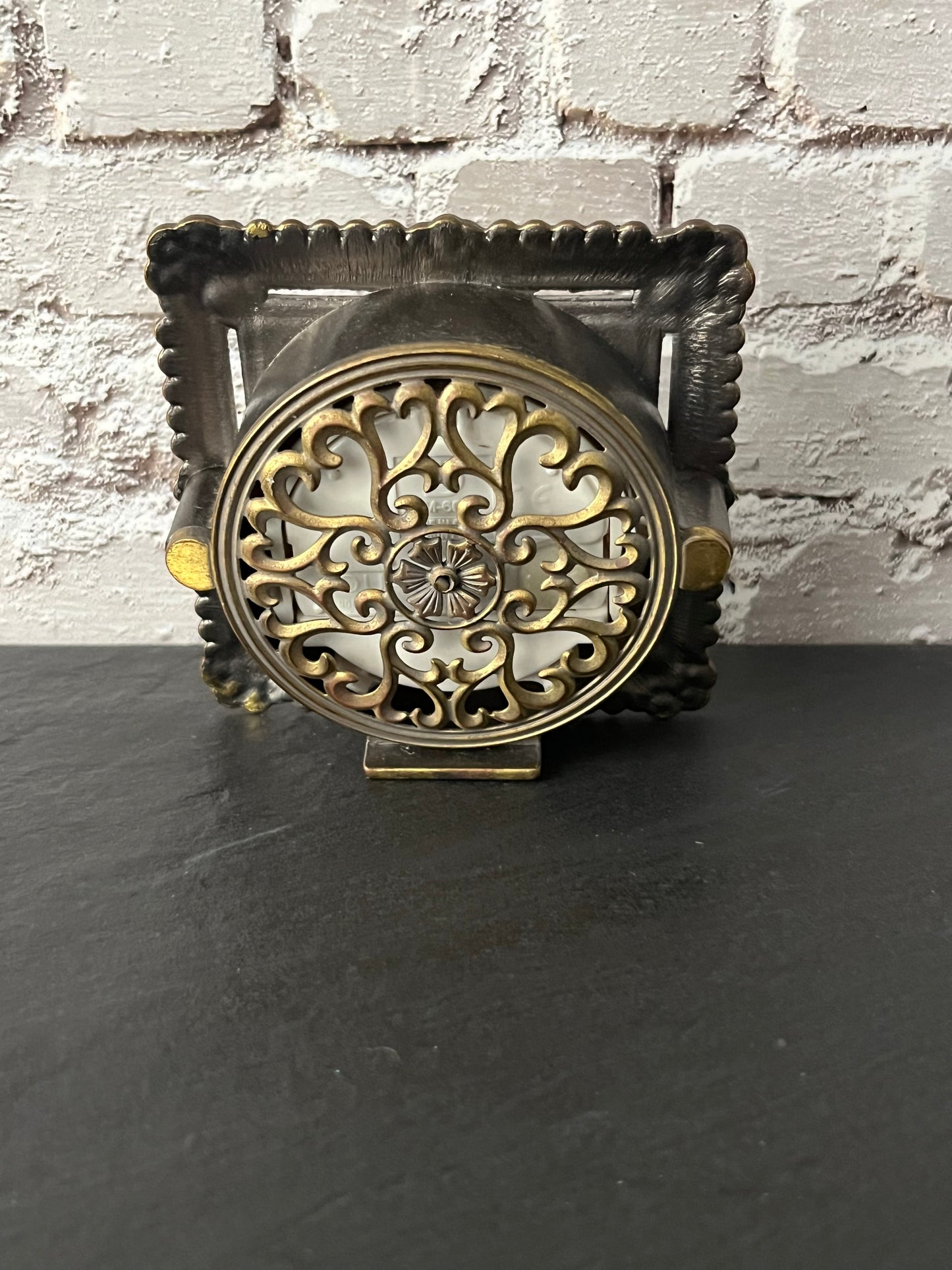 1990s Vintage Art Deco Style Jeweled Vanity Clock – Ornate Rhinestone Desk / Table Clock with Roman Numerals