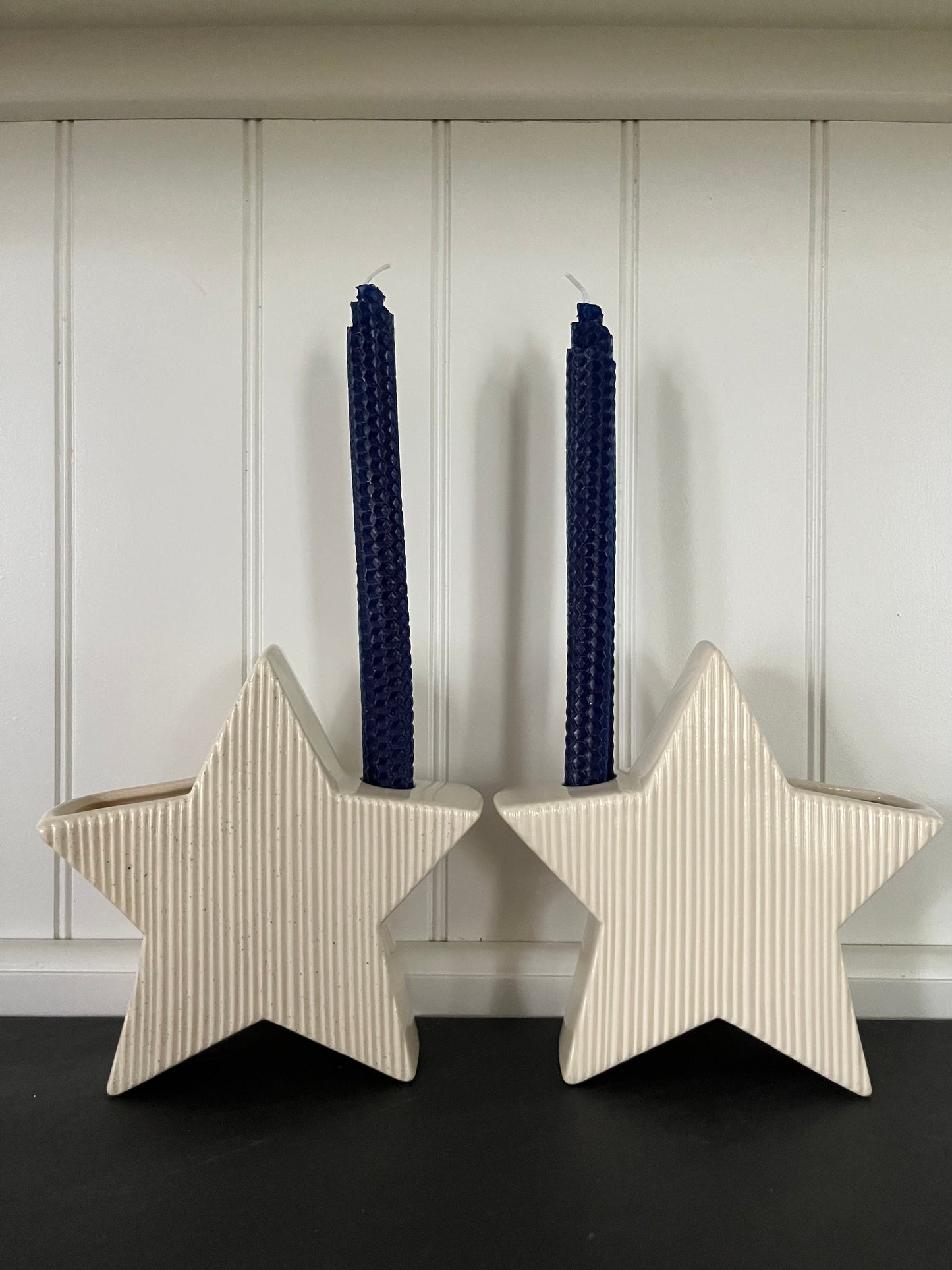 Pair Vintage 1950’s Royal Windsor Style Ivory Star Planter Candle Holders – Mid Century Modern