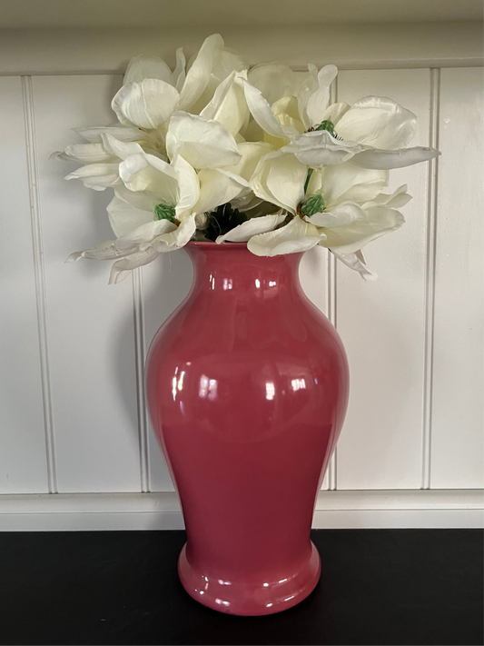 1950s Vintage Mauve Ceramic Ginger Jar Vase – Glossy Glaze, 13” Tall