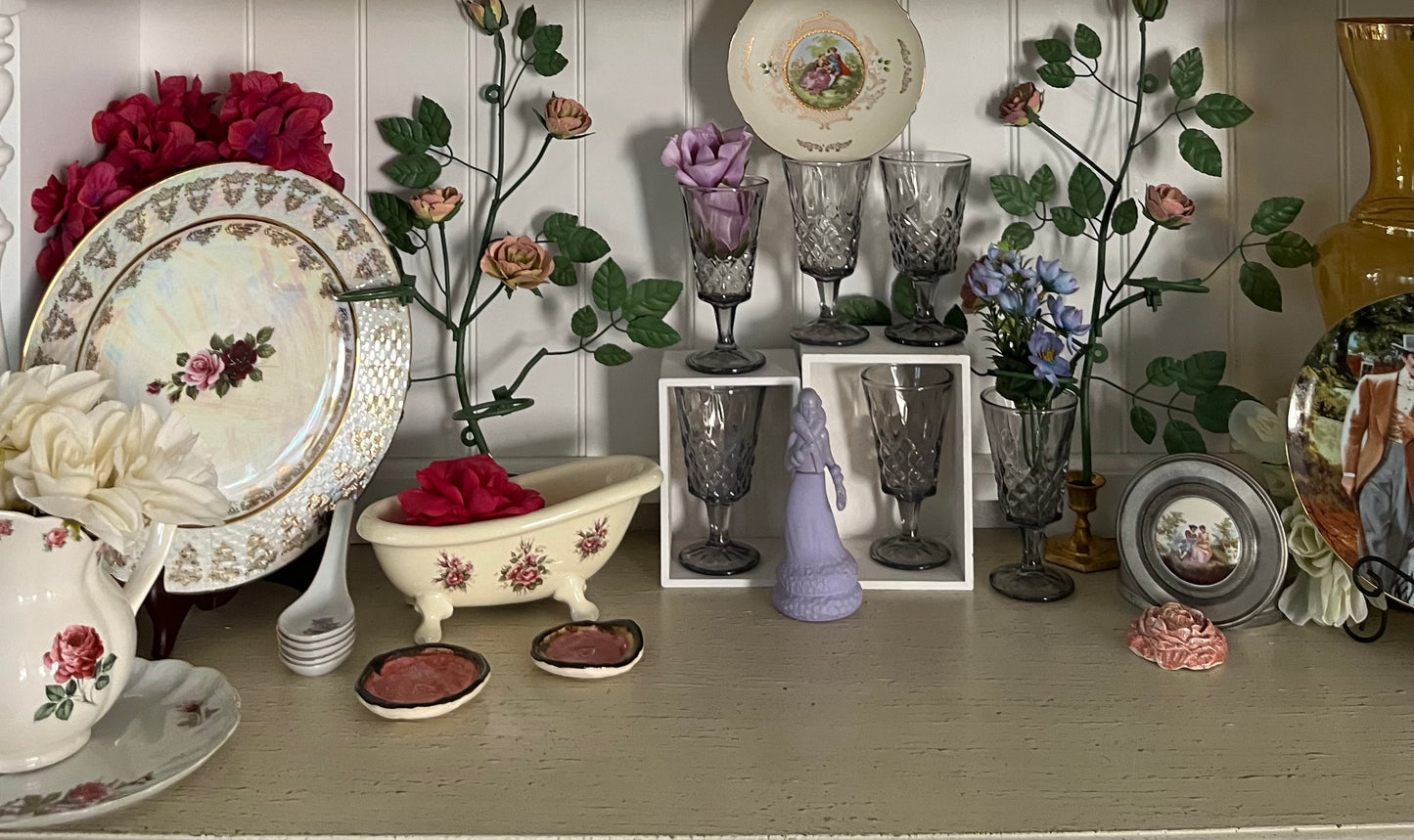 Vintage metal rose wall sconces with integrated votive candle holders /–1980s
