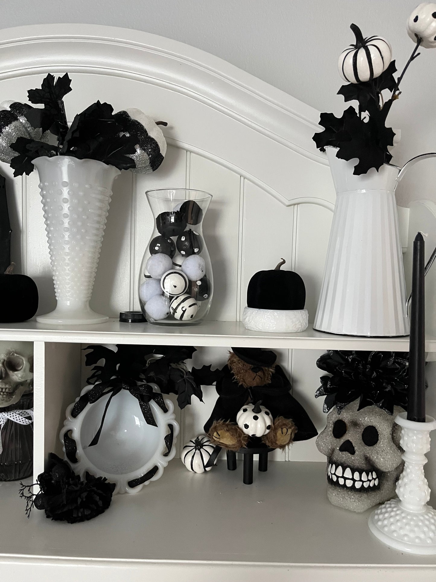 MCM Anchor Hocking Hobnail Milk Glass Trumpet Flower Vase