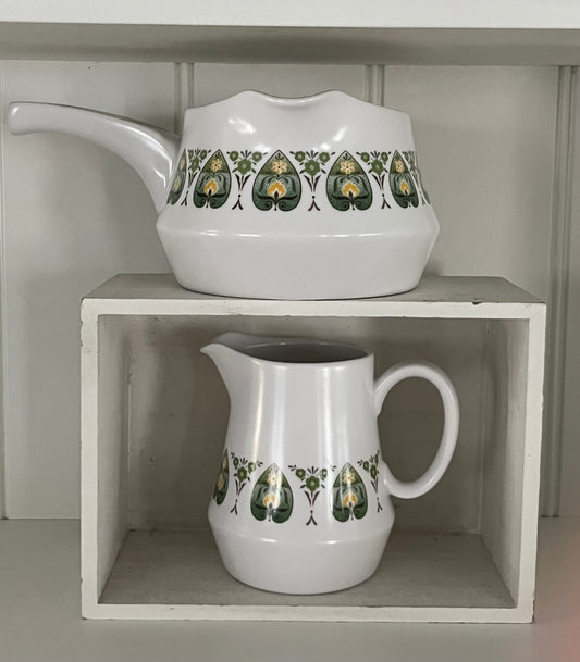 Vintage 1970s Noritake Progression Palos Verde Creamer & Gravy Boat Set | Japan Floral Serveware | Cottagecore Kitchen Decor