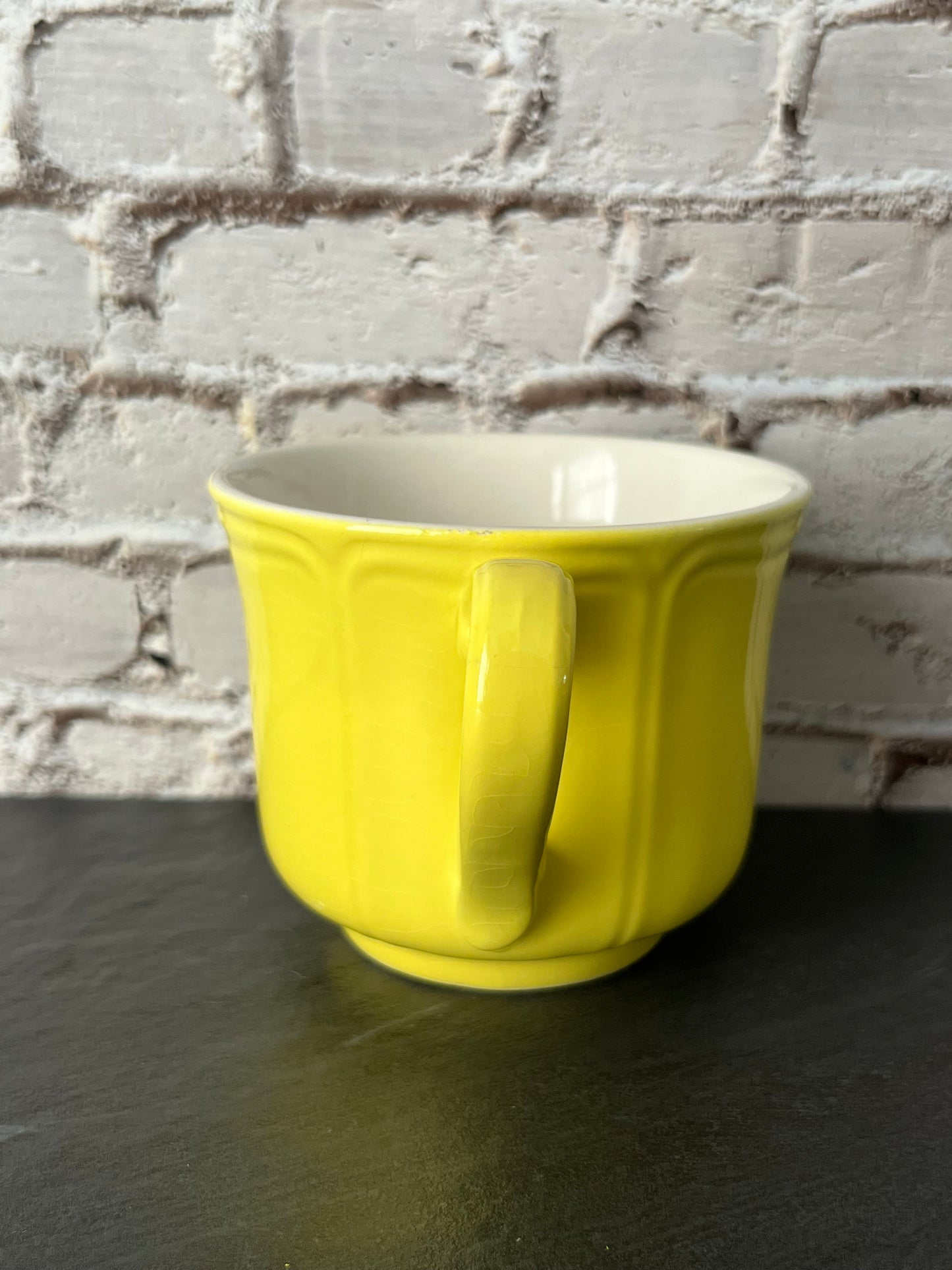 Vintage Sears Federalist Lemon Yellow Flat Cup – Ironstone Coffee Cup Japan 1970s (Pattern 4236)