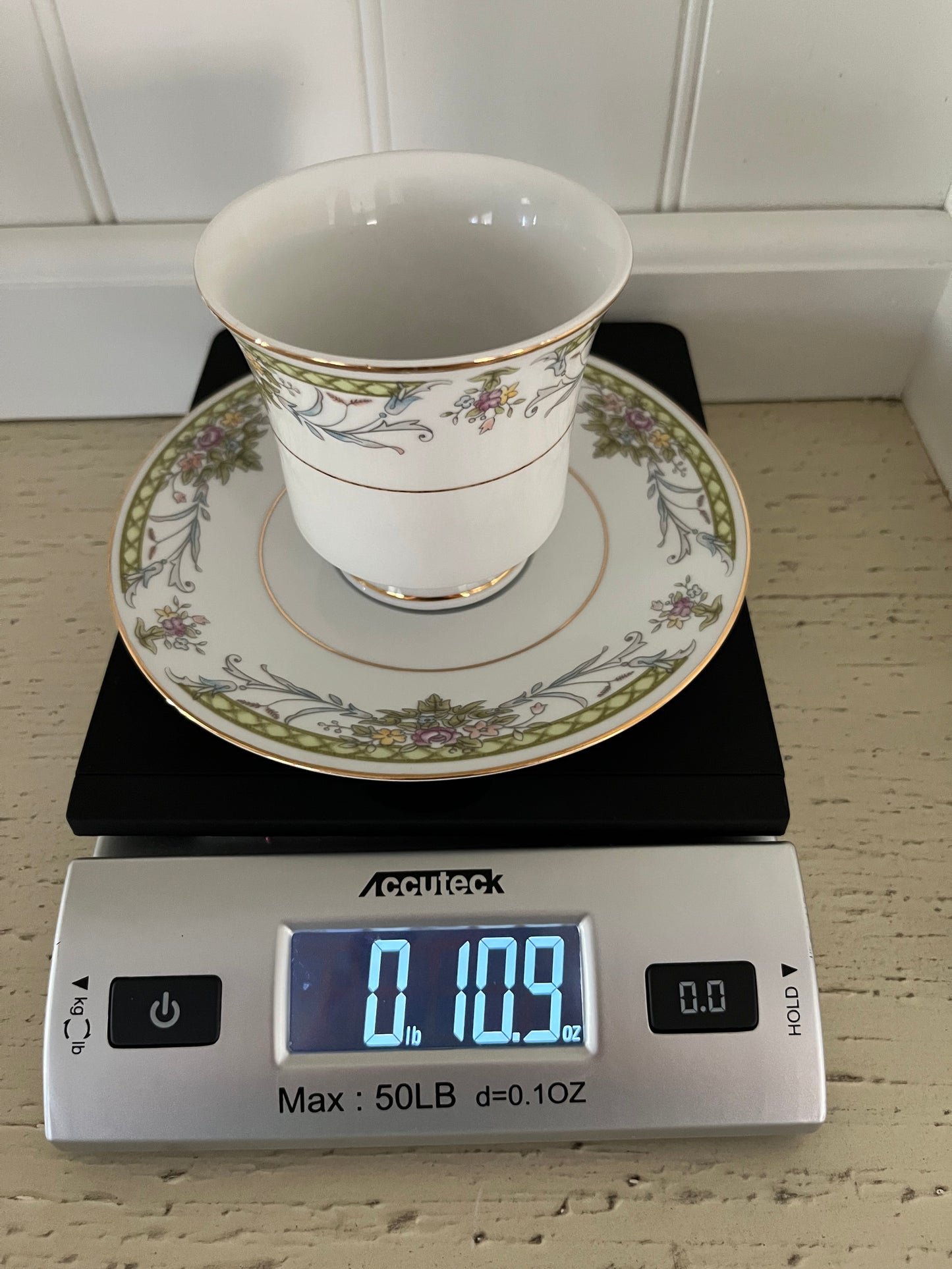 Vintage c 1980’s  Truly Tasteful Fine China Demitasse Cup & Saucer Set Floral Gold Trim