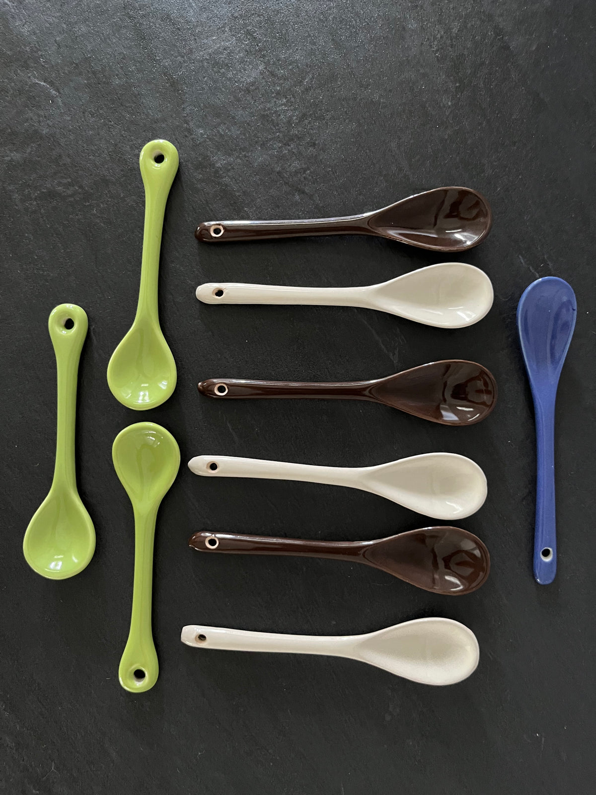 Vintage Style Chocolate Brown  Ceramic Spoon – 4” Condiment / Demitasse Spoon – Retro Kitchen Accent
