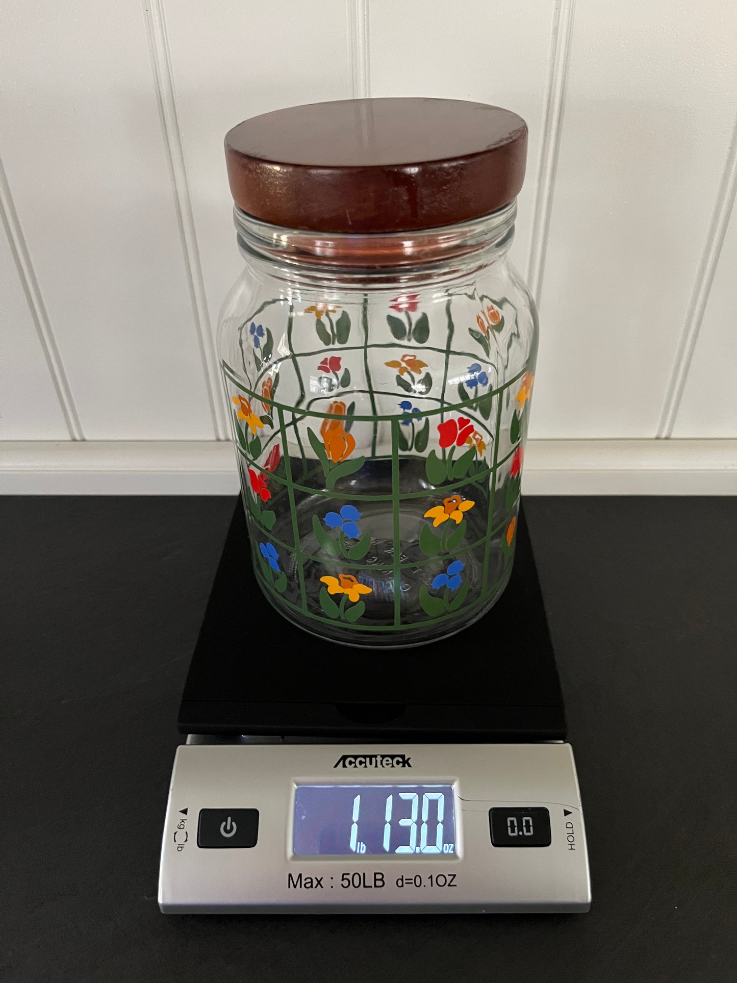 Vintage 1983 Anchor Hocking Nina Greenhouse “Tulip Trellis” Folk-Art Canister Set – Set of 3