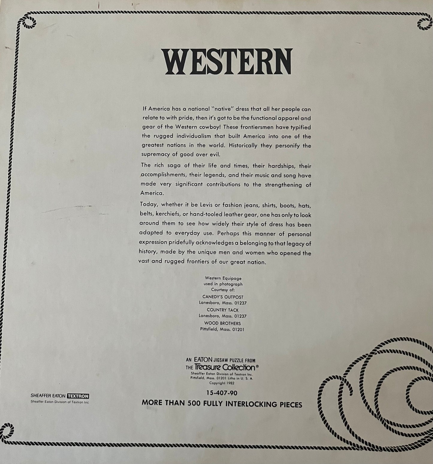 Vintage 1982 Western Cowboy Americans Jigsaw Puzzle - American Cowboy Heritage Tribute