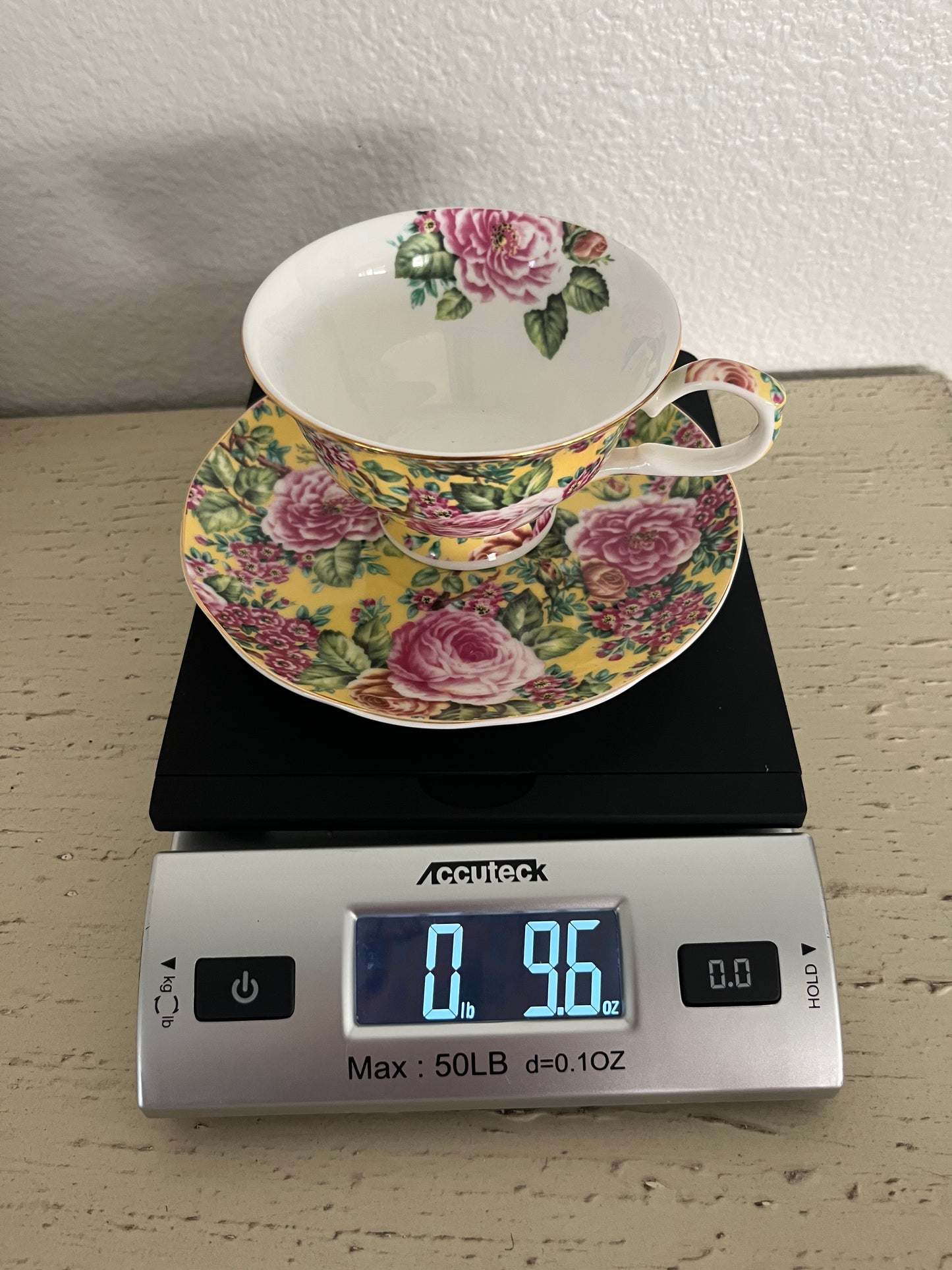 Edwardian Collection Yellow & Pink Roses Floral Chintz Teacup & Saucer – c. 1990s, Made in England