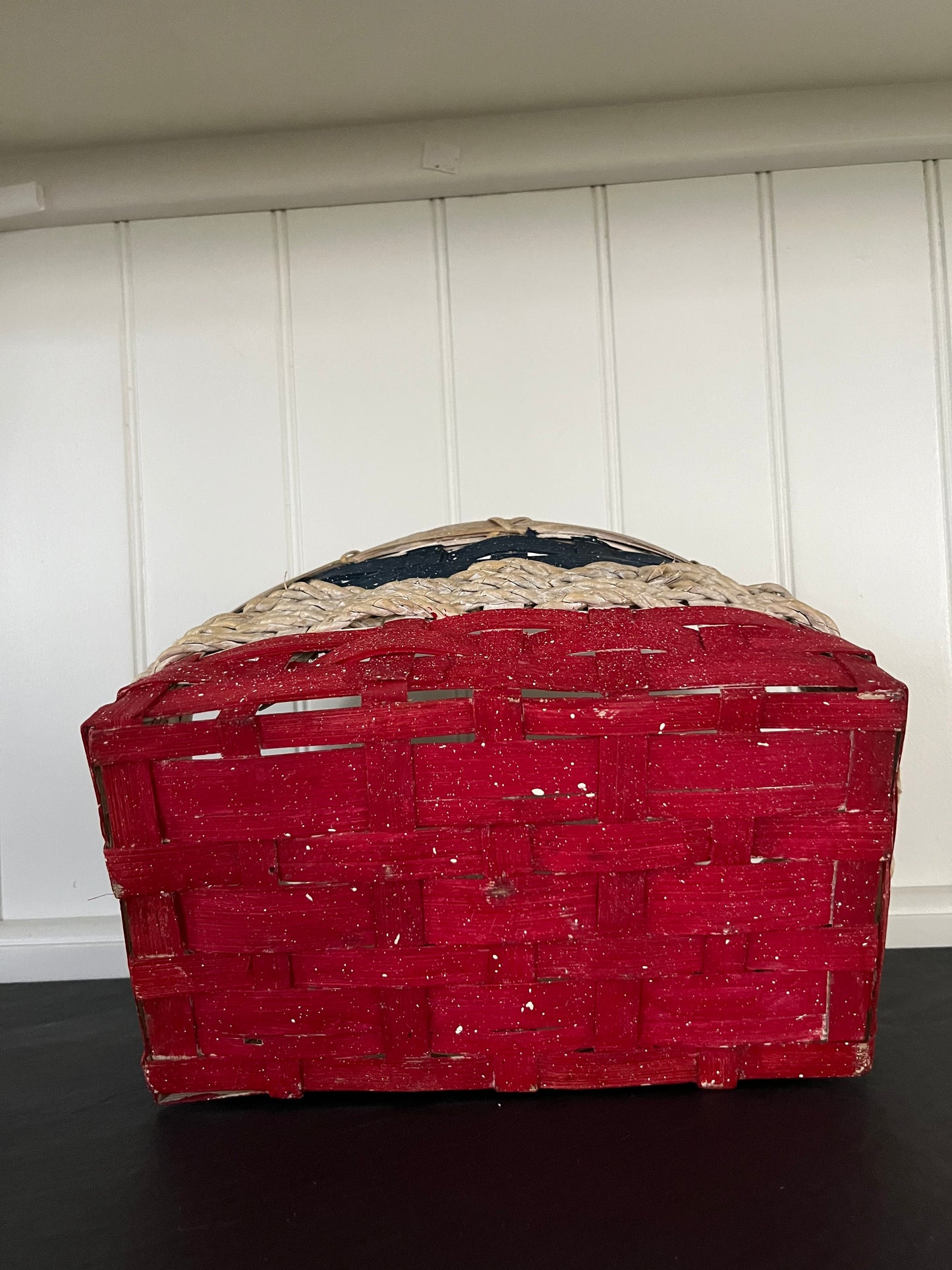 Vintage Inspired Americana Red White Blue Handwoven  Basket, c. Late 1990s–Early 2000s
