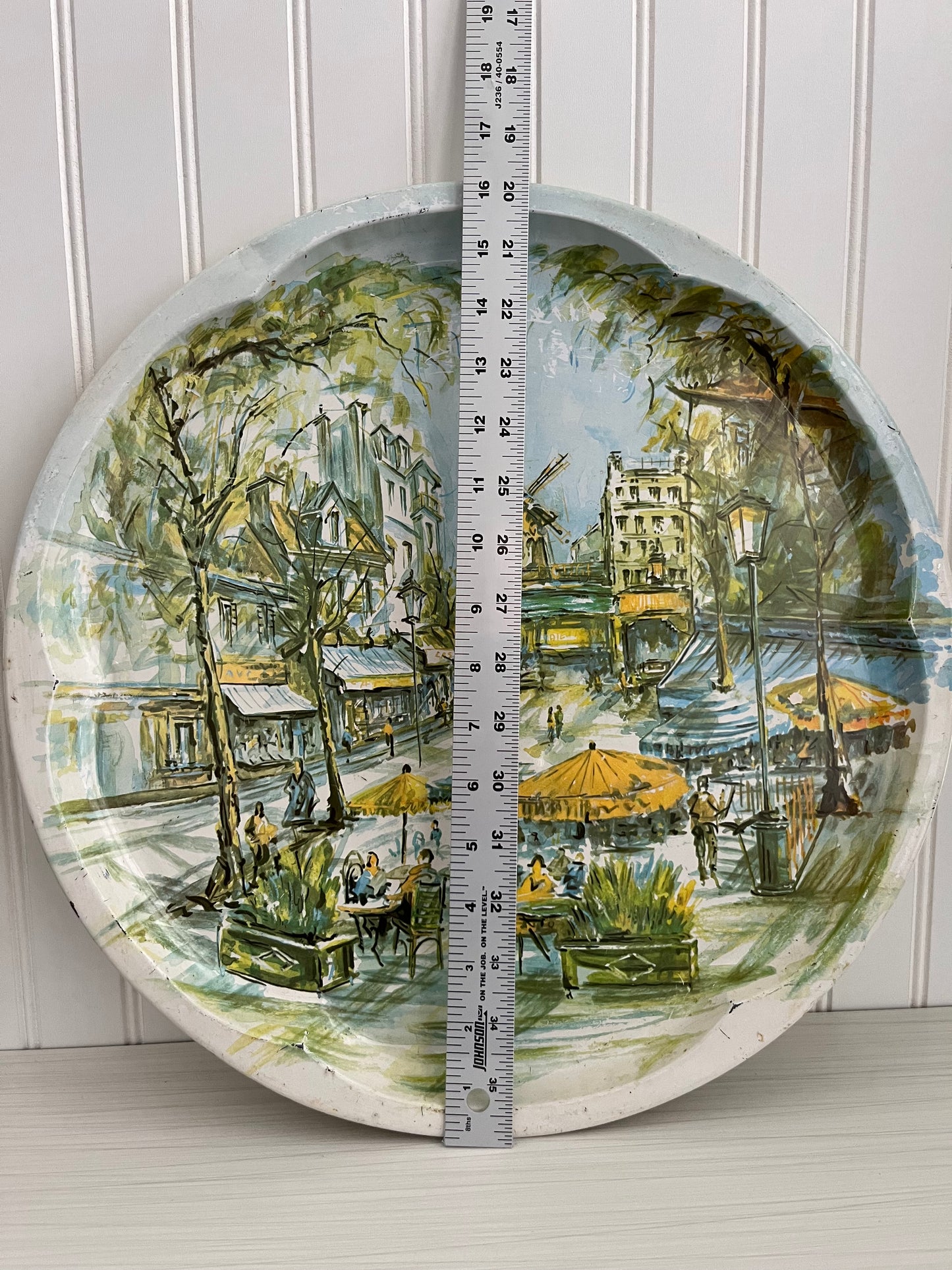 Vintage 1971 Daher Decorated Ware Tin Tray - 16” -European Street Scene