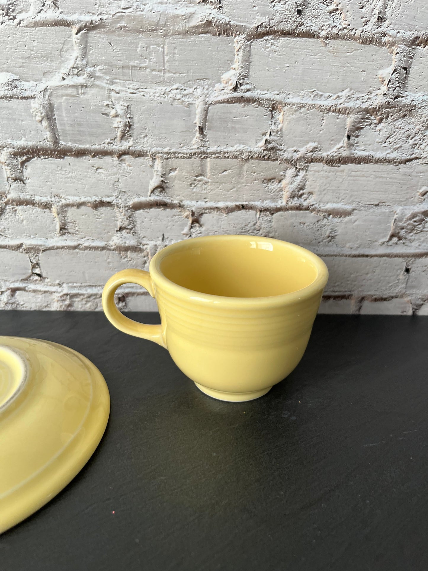 Vintage Fiesta Ware Yellow Cup and Saucer Set – Homer Laughlin Fiestaware Tea Cup Butter Yellow (pre 2002)