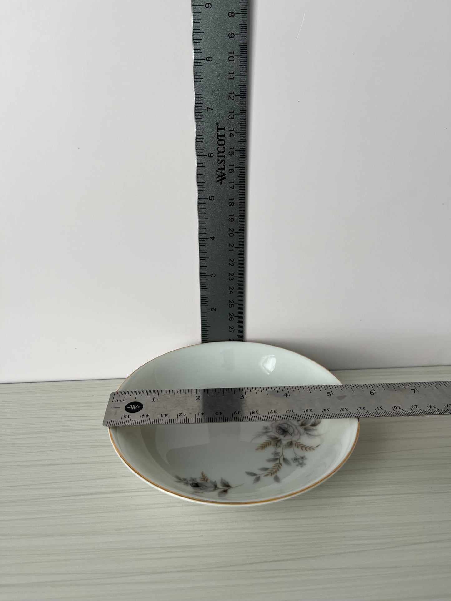 Vintage 1950s Arlen Fine China “Tivoli” Fruit / Dessert Bowl– /Made in Japan – Gold Rim Gray Rose