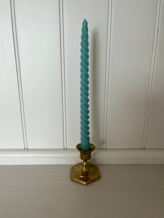 Vintage Solid Brass Mini Hexagonal Candle Holder – 1960s Mid-Century Design (2”)