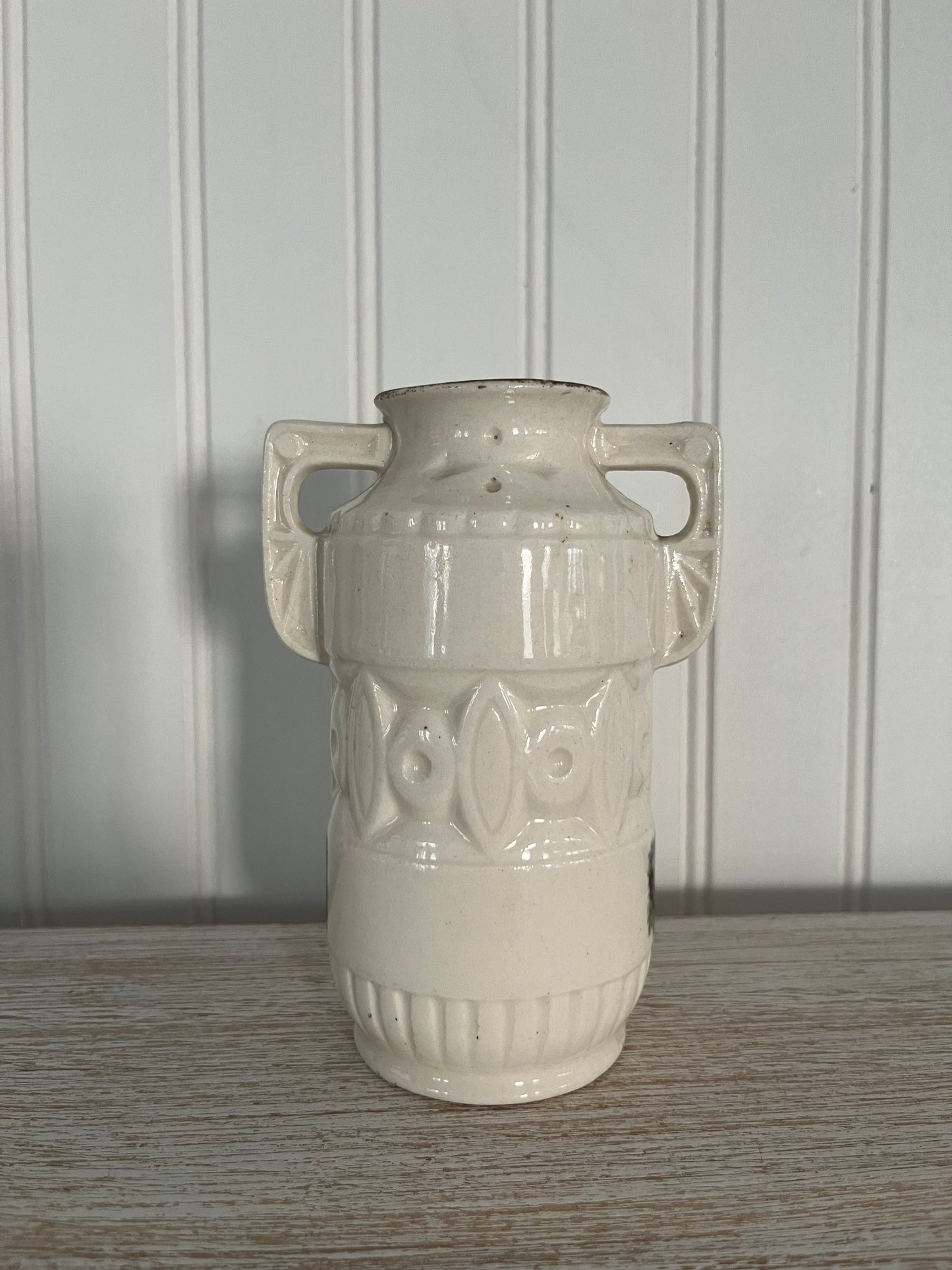 Early modern 1920’s  Vintage Art Nouveau/Art Deco Czechoslovakian Rose Floral Hand Painted Double Handle Porcelain Vase