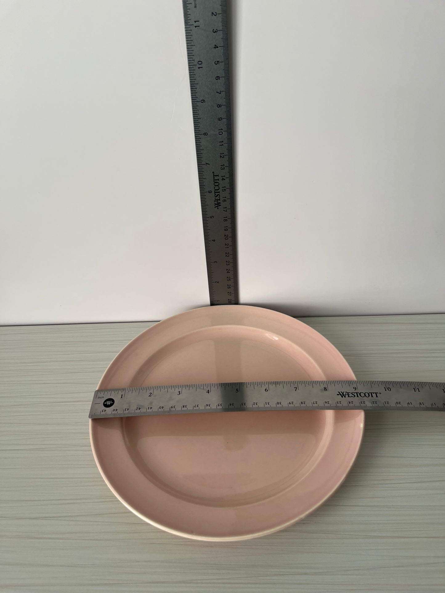 Vintage Art Deco 1940s TS&T Lu-Ray Pastels Pink Dinner Plate – 9” – Taylor Smith & Taylor – USA