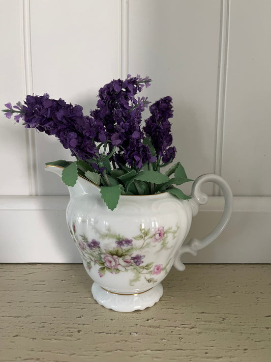 Vintage Forget Me Not Pink Creamer #18002R Japan Floral Porcelain Cottagecore Pitcher