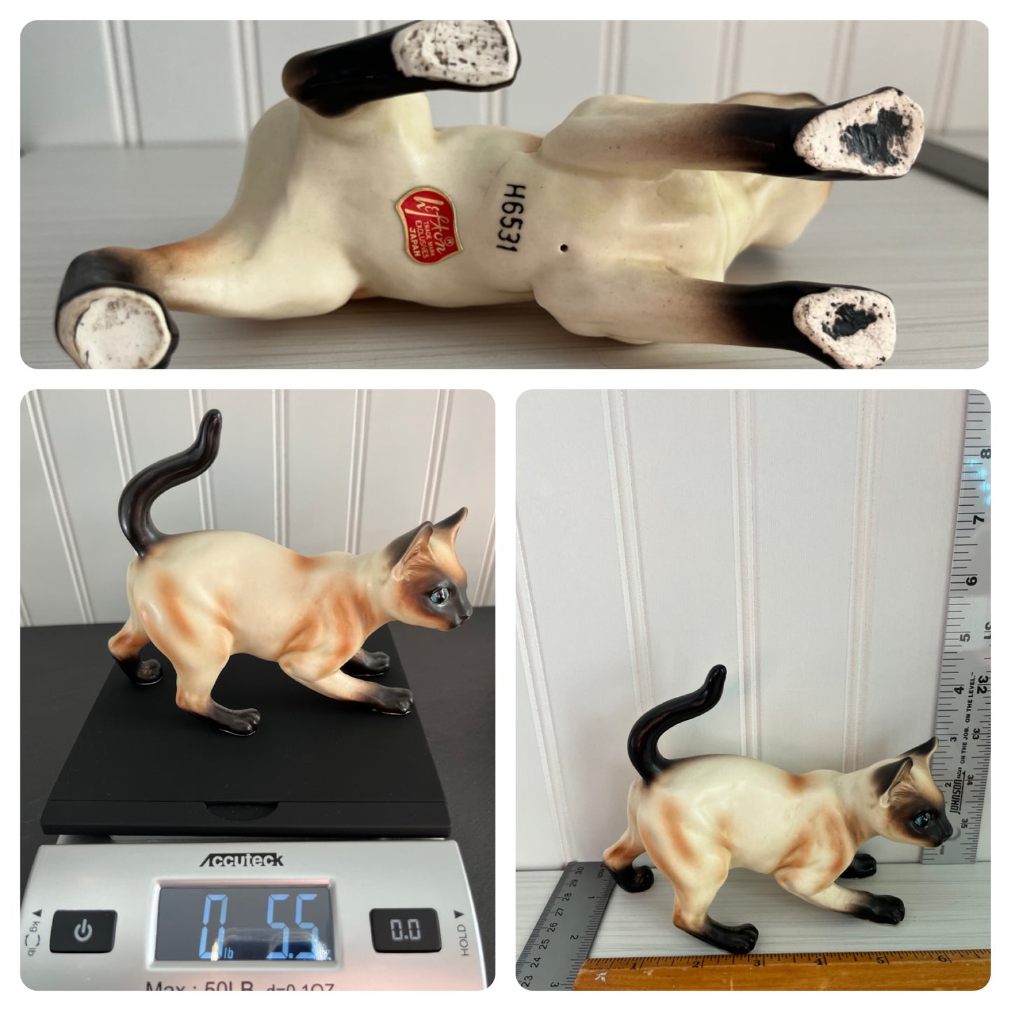 Vintage Lefton Japan 1960’s H6531 Porcelain Siamese Cat Figurine
